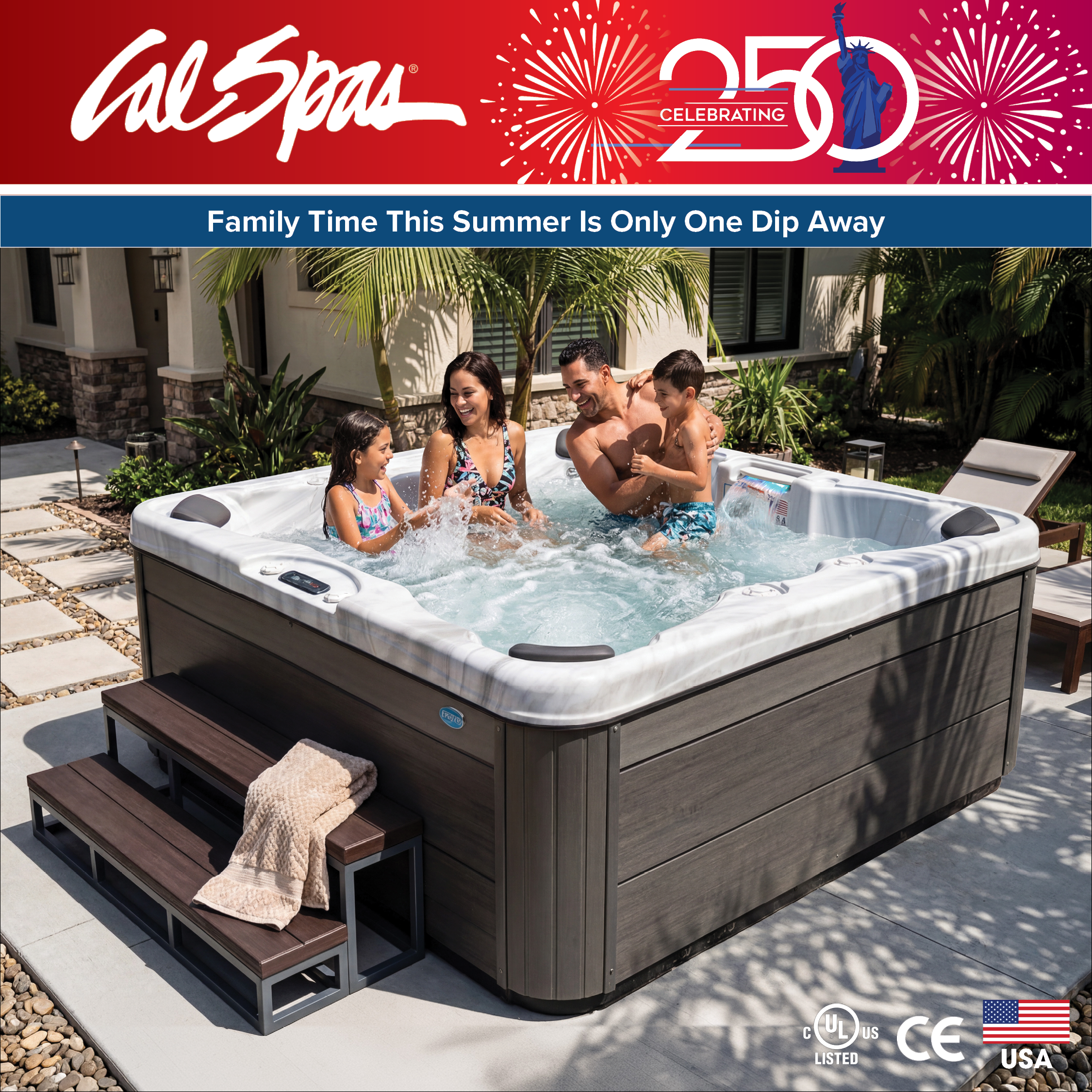 Calspas hot tub being used in a family setting - San Ramon
